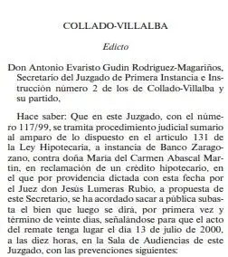 Fragmento del edicto del BOE de 13 de junio de 2000