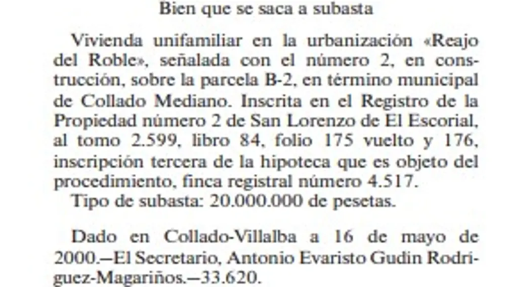 Fragmento del edicto del BOE de 13 de junio de 2000