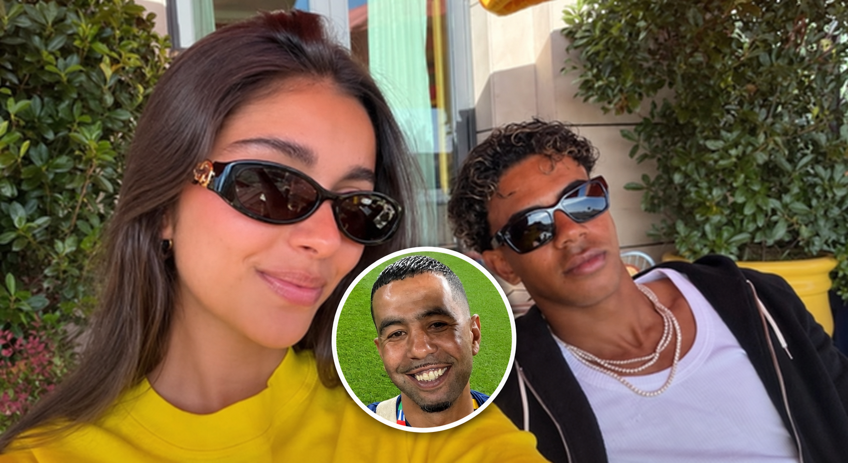 Montaje de Lamine e Inés con Mounir en un círculo