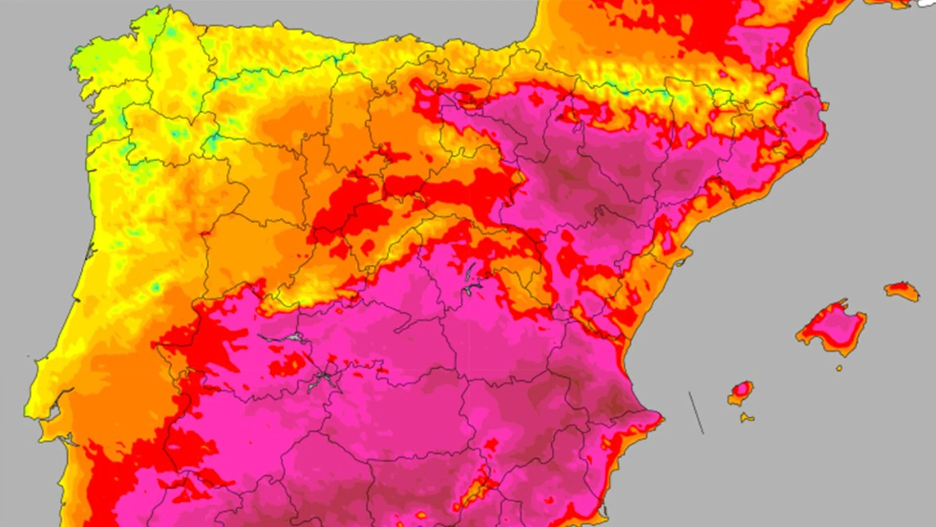 Mapa peninsular de recurso; no es una predicción vigente de Canarias
