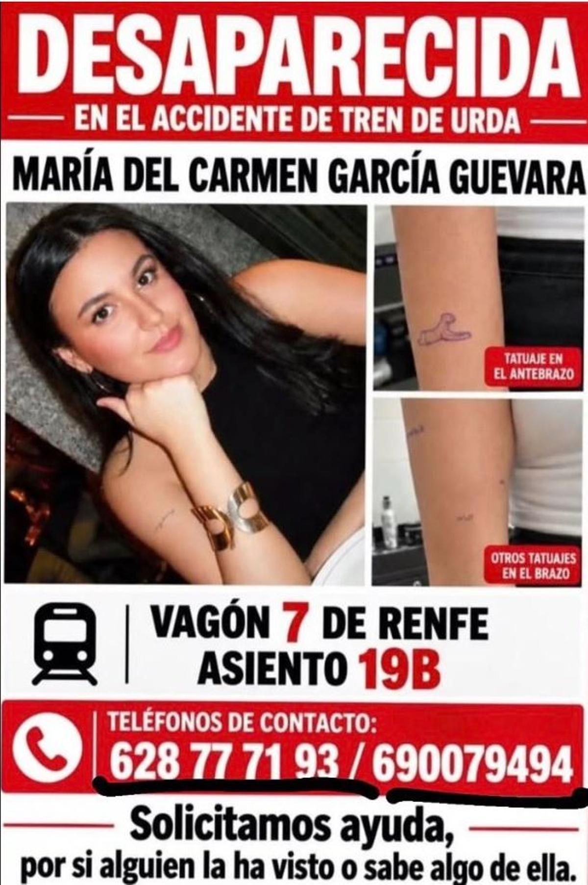 Cartel difundido antes de la confirmación del fallecimiento