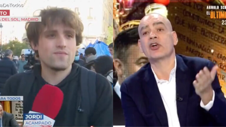 Nacho Abad y un invitado durante la conexión