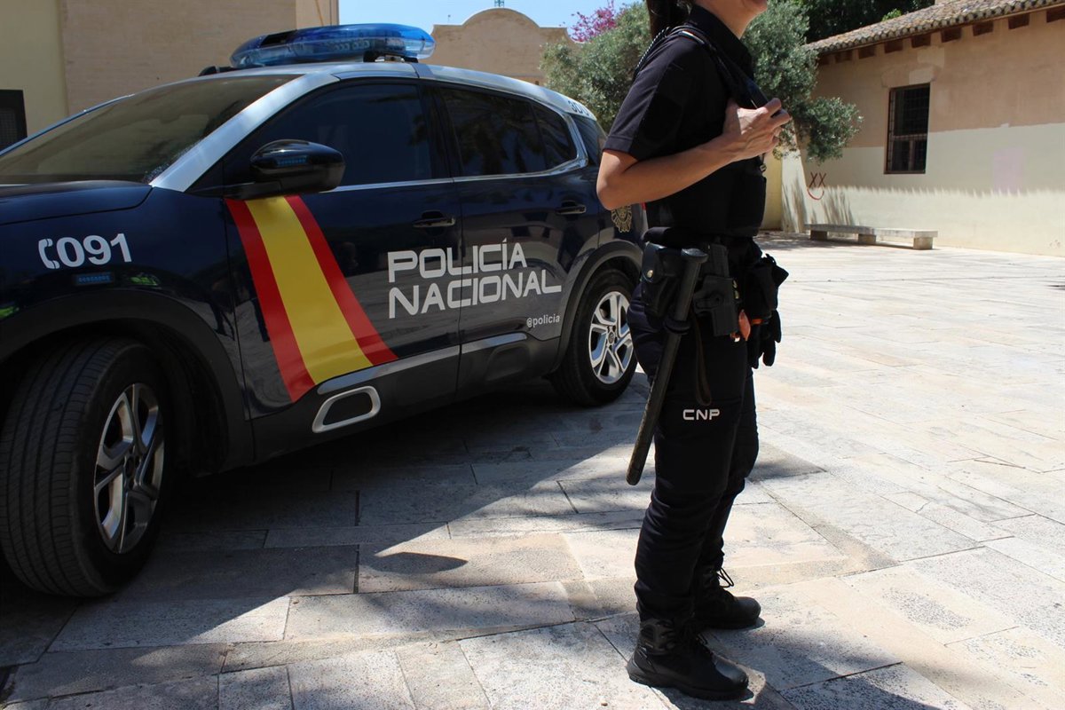 Agente junto a un vehículo de la Policía Nacional en una imagen de archivo