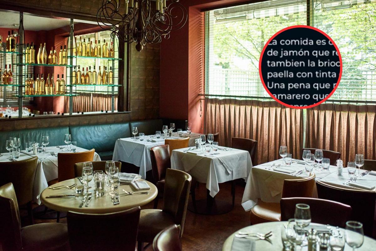 Imagen ilustrativa de un comedor y fragmento de la reseña de una clienta