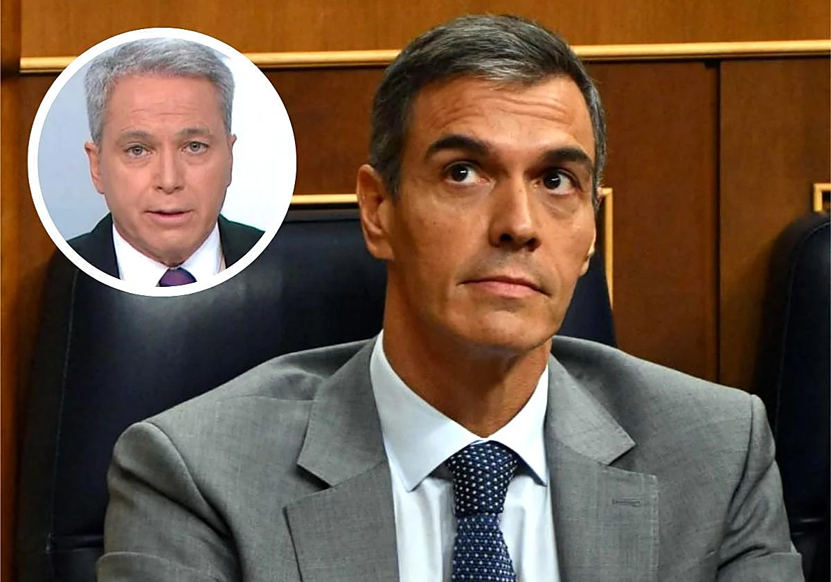 Pedro Sánchez en el Congreso y retrato de Vicente Vallés