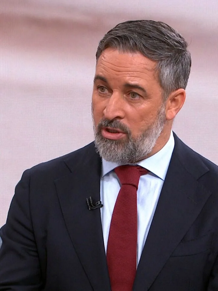 Santiago Abascal durante una intervención televisiva.
